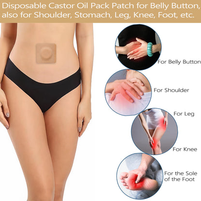 VonTeok 12Pcs Hypoallergenic Castor Oil Pack Wrap – Belly Button, 3.2 x 3.2 in, Disposable & Self-Adhesive