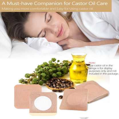 VonTeok 12Pcs Hypoallergenic Castor Oil Pack Wrap – Belly Button, 3.2 x 3.2 in, Disposable & Self-Adhesive