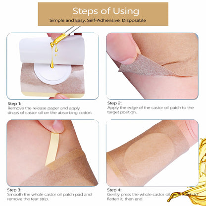 VonTeok 12Pcs Hypoallergenic Castor Oil Pack Wrap – Belly Button, 3.2 x 3.2 in, Disposable & Self-Adhesive