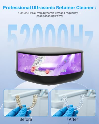 Voraiya 2025 Rechargeable Ultrasonic Retainer Cleaner – Portable 52kHz, 166ml Cleaning Pod