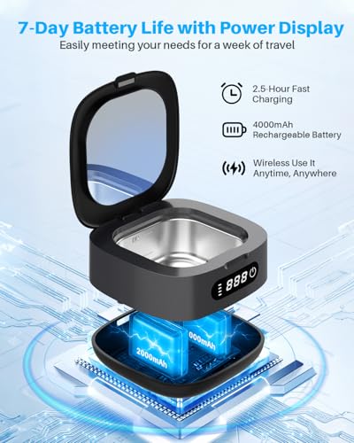 Voraiya 2025 Rechargeable Ultrasonic Retainer Cleaner – Portable 52kHz, 166ml Cleaning Pod