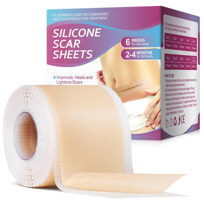 Vortexonix Silicone Scar Sheets | Medical-Grade Soft Silicone Tape (1.6” x 75” / 1.9m)