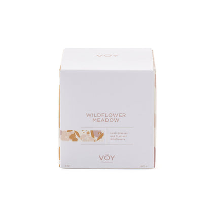 VOY Scented Candle – Floral Wildflower Meadow, 8 oz, 55-Hour Burn, Premium Soy, Gift Packaging