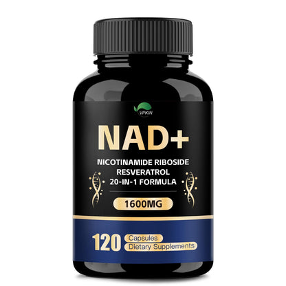 VPKIN NAD Supplement 1500mg NAD+ with Resveratrol, Nicotinamide, Quercetin & CoQ10 – 120 Vegan Capsules (Non-GMO)