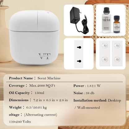 Waterless Oil Diffuser by VT VERYSCENT TECH – 2000 sq ft, Bluetooth App, White