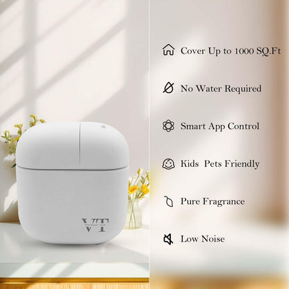 Waterless Oil Diffuser by VT VERYSCENT TECH – 2000 sq ft, Bluetooth App, White