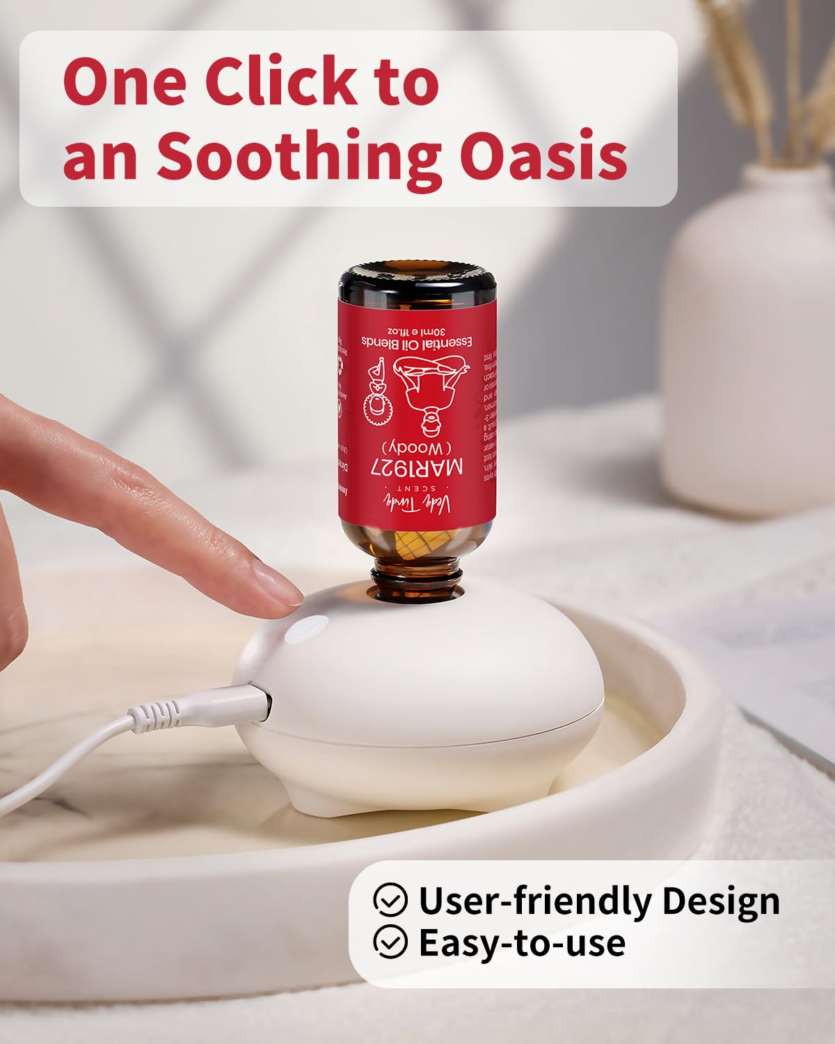 VTS Waterless Essential Oil Diffuser – Portable Nebulizing Aromatherapy for Home, Office & Car