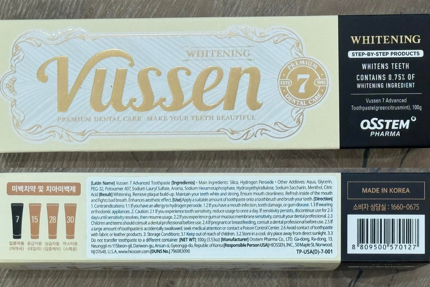 Vussen 7 Whitening Toothpaste 3.5oz | Fluoride-Free, Enamel Safe, Green Citrus Mint