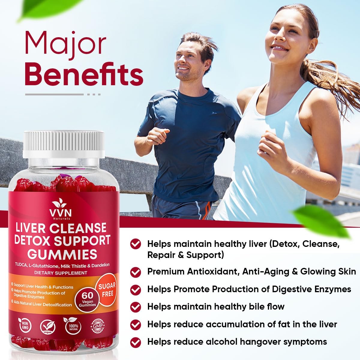 VVNaturals Sugar-Free 26-in-1 Liver Detox Gummies | Fatty Liver Repair - 60 Vegan Count