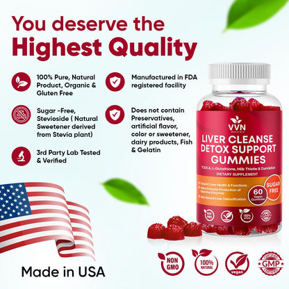 VVNaturals Sugar-Free 26-in-1 Liver Detox Gummies | Fatty Liver Repair - 60 Vegan Count