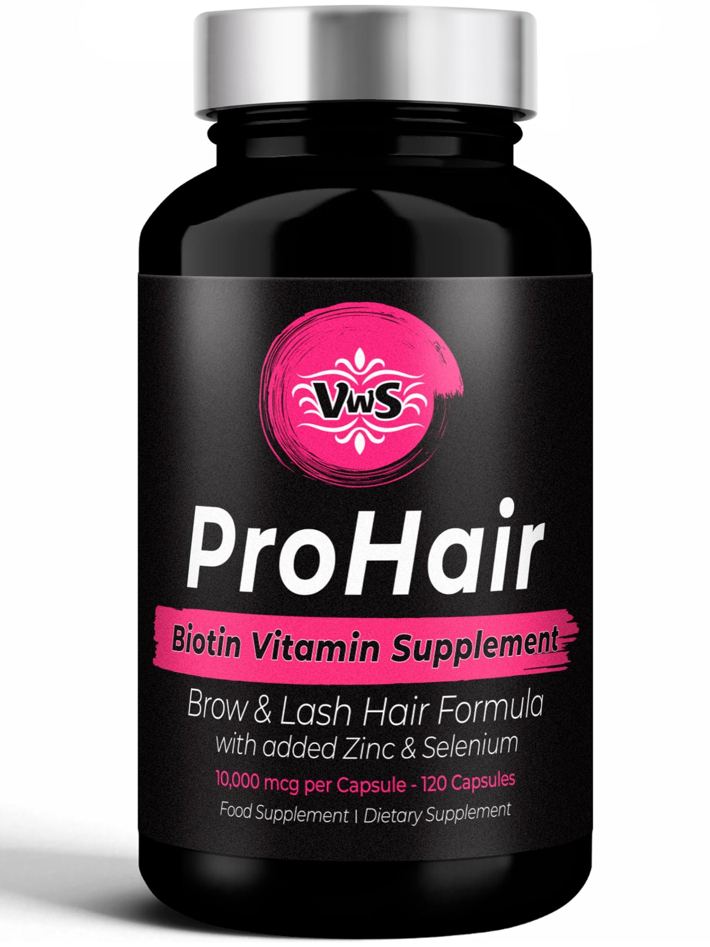 VWS Biotin 10,000 mcg with Zinc & Selenium - Hair, Nails & Skin - 120 Vegan Capsules