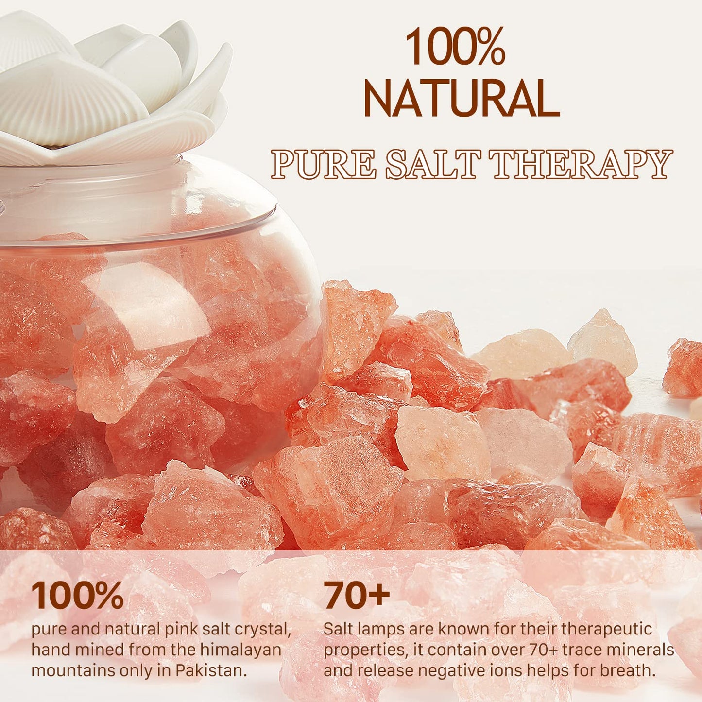 Essential Oil Diffuser with Himalayan Salt Lamp – Vyaime Pink Crystal Lotus LED Night Light (V1103) with Auto Shut-Off