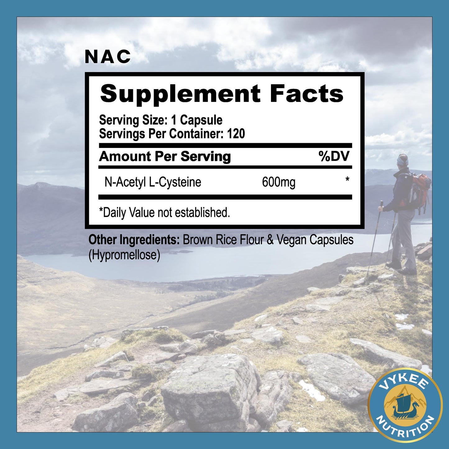 Vykee NAC Capsules – 600mg N-Acetyl L-Cysteine | Vegan, Non-GMO | Liver Health & Immunity | 120 Capsules