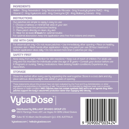 Vytadose NAD+ Boost Patches | Anti-Aging & Wellness | 8-Hour Time-Release