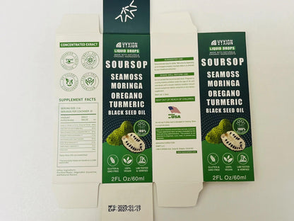 Soursop Bitters Liquid Drops 10-in-1 – Sea Moss, Moringa, Turmeric, Ashwagandha | 2 Fl Oz | Vegan, Non-GMO