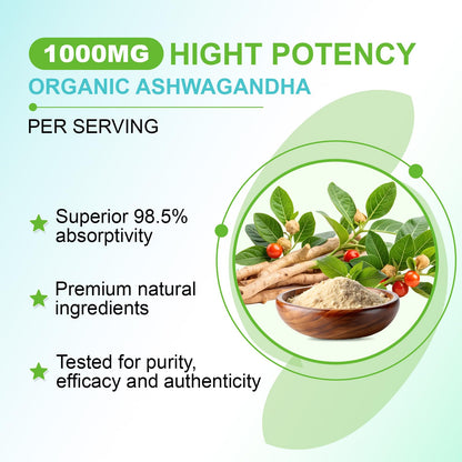VZOXAINS 2 Pack Ashwagandha Gummies – 1000mg, Vitamin D & C | Vegan