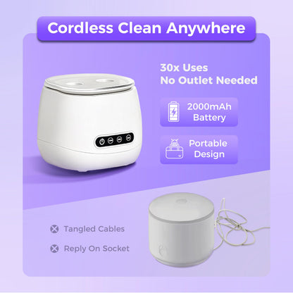 Ultrasonic Retainer Cleaner with UV Sterilizer | 45kHz Dental Cleaning Machine – Portable 200ML W190MAX (White)