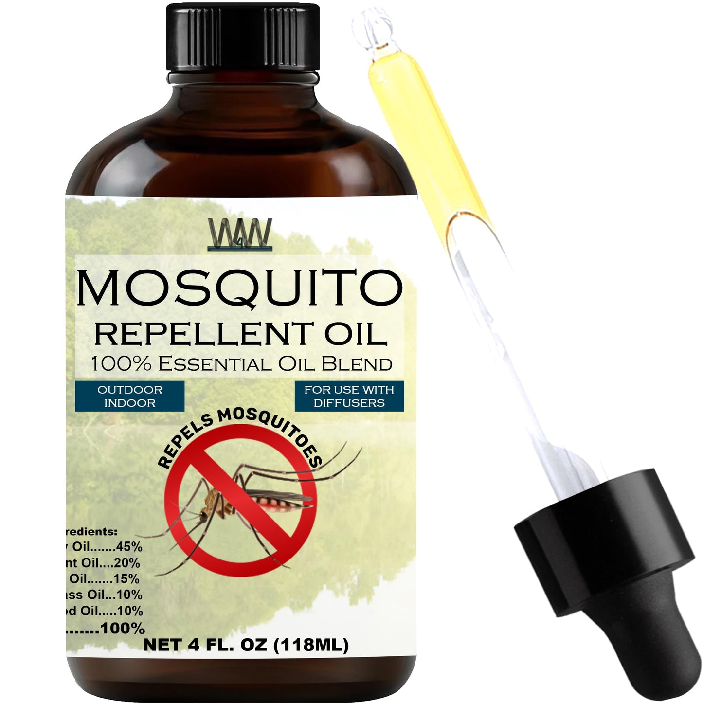 W4W Mosquito Oil – 100% Essential Oil Blend (4 oz) for Diffusers & Sprays