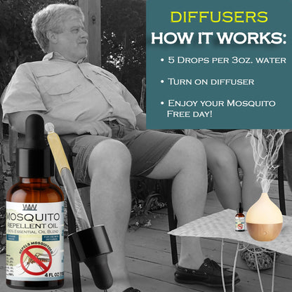 W4W Mosquito Oil – 100% Essential Oil Blend (4 oz) for Diffusers & Sprays
