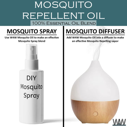 W4W Mosquito Oil – 100% Essential Oil Blend (4 oz) for Diffusers & Sprays