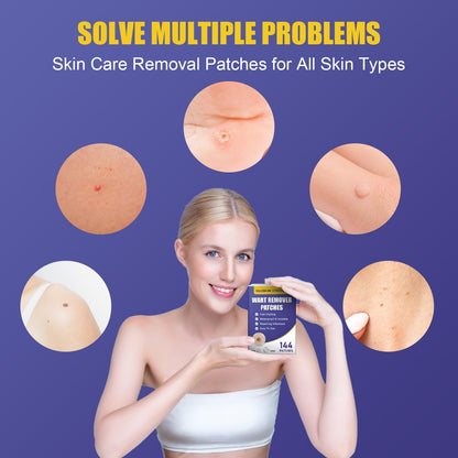 WABRINY Maximum Strength Wart Remover Patches | Invisible Hydrocolloid Patches, Waterproof, 144ct