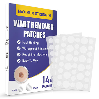 WABRINY Maximum Strength Wart Remover Patches - Waterproof, Transparent, 144pcs