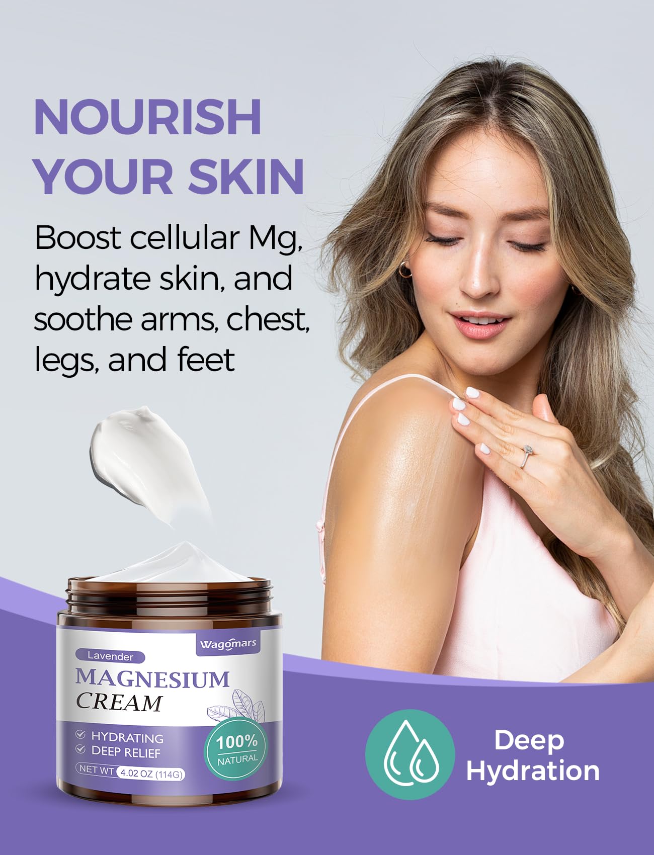 Wagomars Magnesium Cream for Sleep – Lavender Topical Magnesium Lotion for Pain & Relaxation