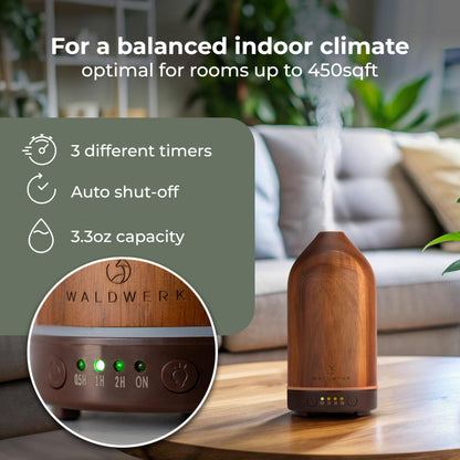 WALDWERK 100ml Acacia Wood Diffuser | Premium Aromatherapy Oil Diffuser for Home