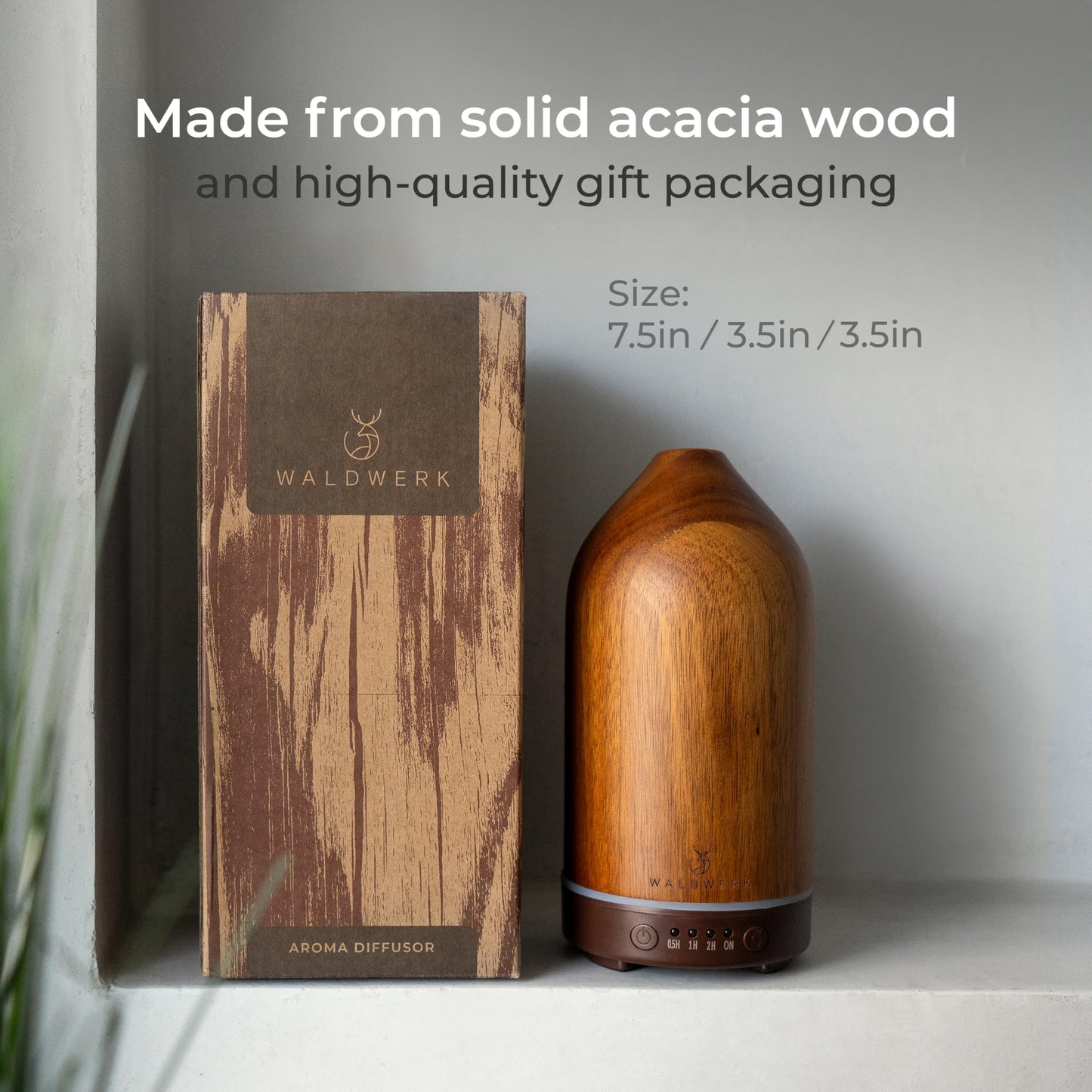 WALDWERK 100ml Acacia Wood Diffuser | Premium Aromatherapy Oil Diffuser for Home