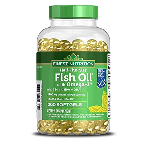 Walgreens Half-The-Size Fish Oil 1200 mg Softgels – 200 Count | Alaskan Wild-Caught