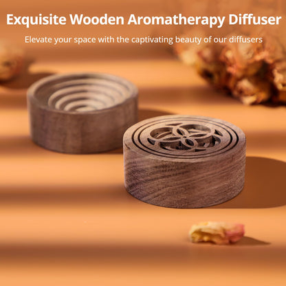 2 Pcs Walnut Wood Essential Oil Diffuser – Round Aromatherapy Diffuser