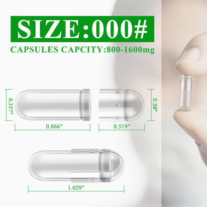 WANANFU Size 000 Vegetarian Capsules Bundle (100 Count) + Micro Lab Spoon