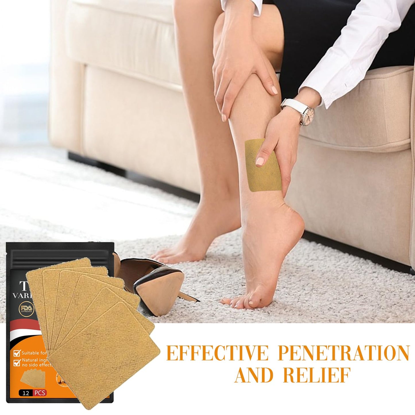 Wanban 48 PCS Turmeric Varicose Vein Patch – Natural Leg Relief