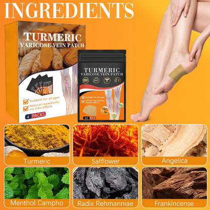 Wanban 48 PCS Turmeric Varicose Vein Patch – Natural Leg Relief