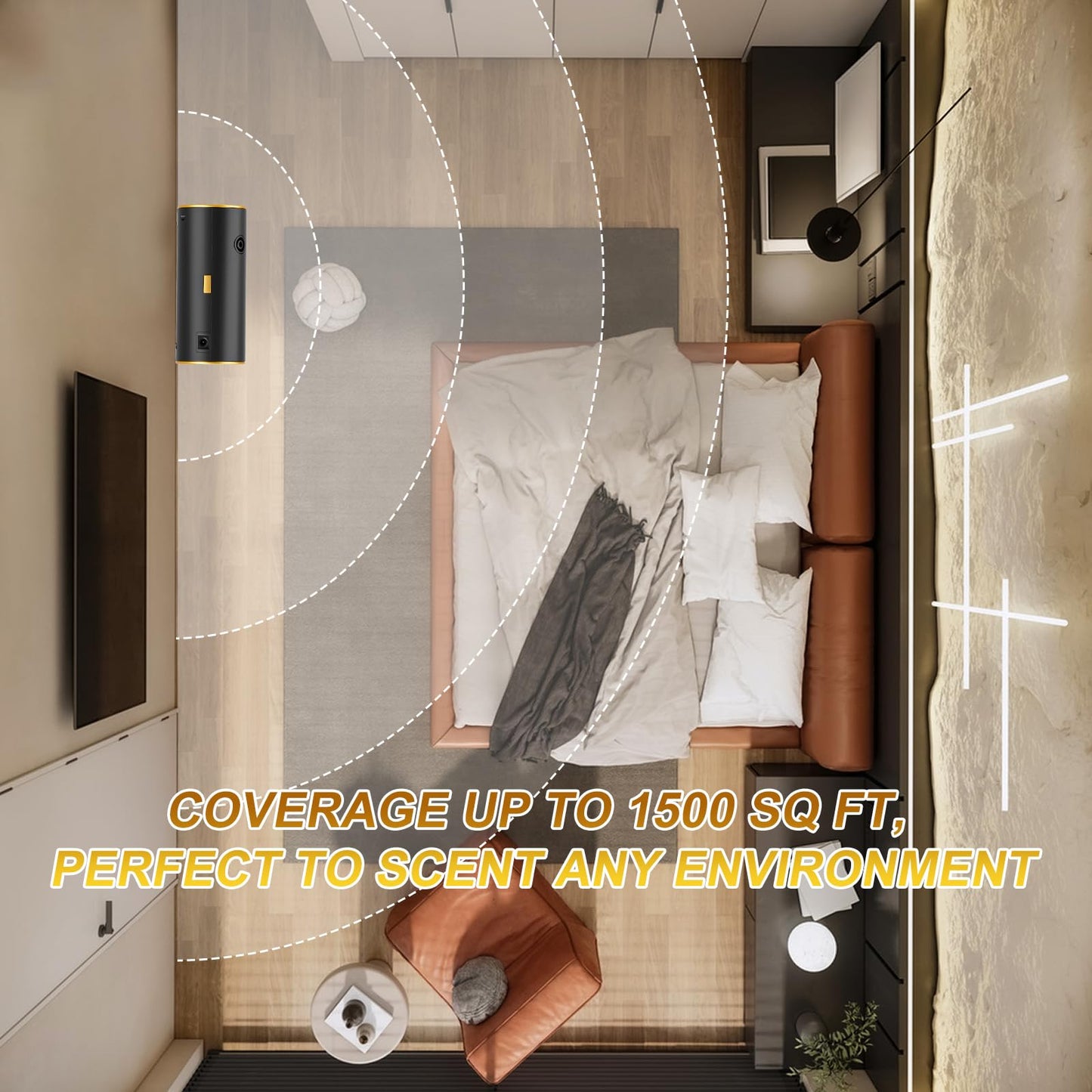 Wankeer Smart Scent Air Machine for Home | 1500 sq ft Diffuser, Bluetooth App, Low Noise (Black)