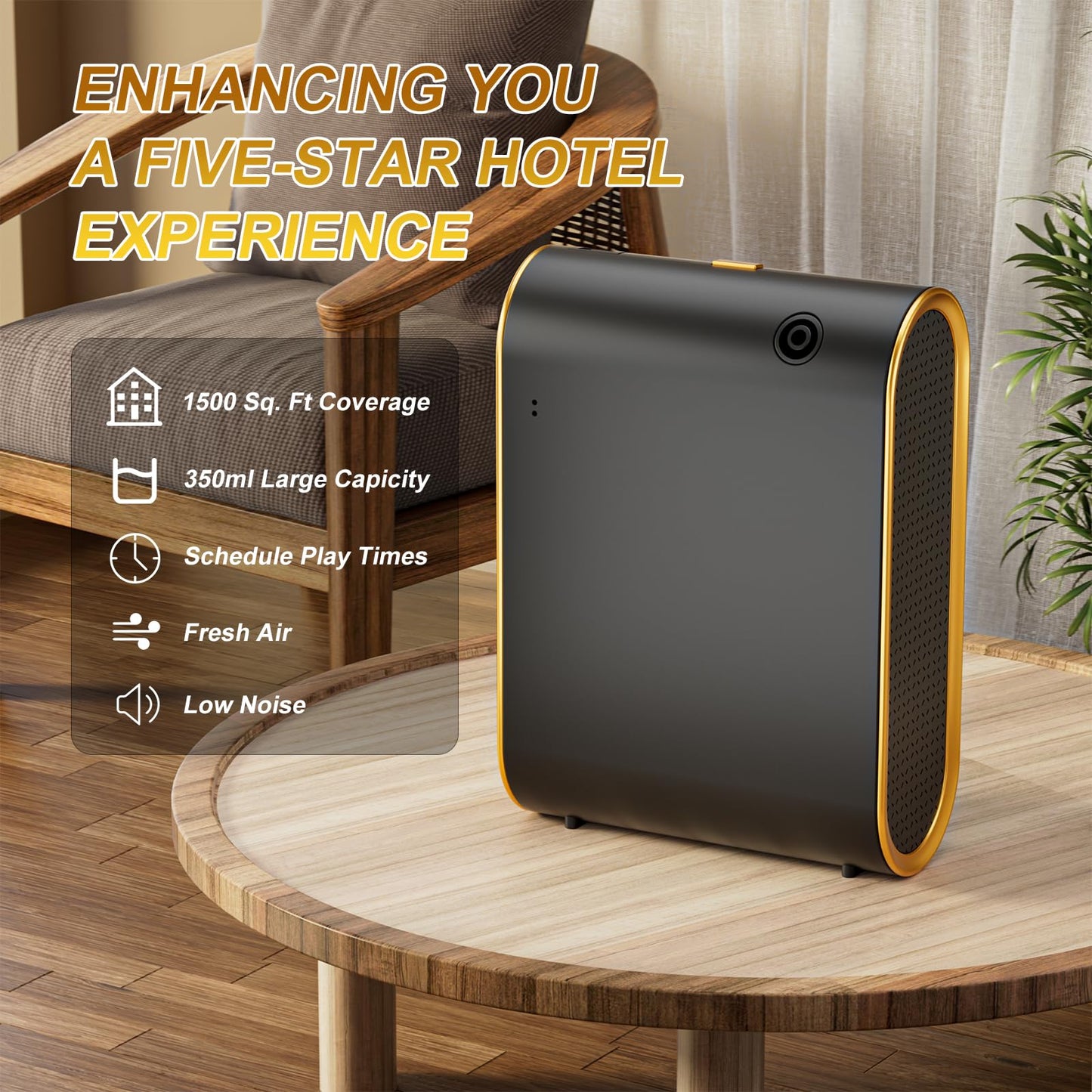 Wankeer Smart Scent Air Machine for Home | 1500 sq ft Diffuser, Bluetooth App, Low Noise (Black)