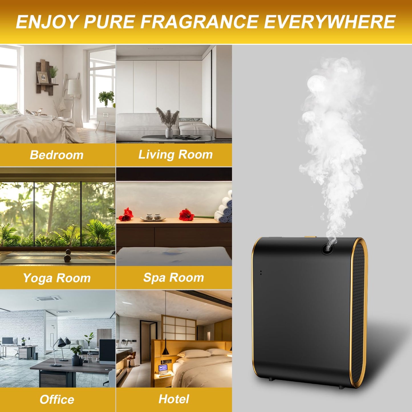 Wankeer Smart Scent Air Machine for Home | 1500 sq ft Diffuser, Bluetooth App, Low Noise (Black)
