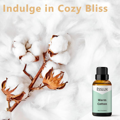 Warm Cotton Fragrance Oil - ESSLUX Aromatherapy Essential Oils for Diffuser, Soap, Candle Making, Massage & Home Fragrance (30 ml)