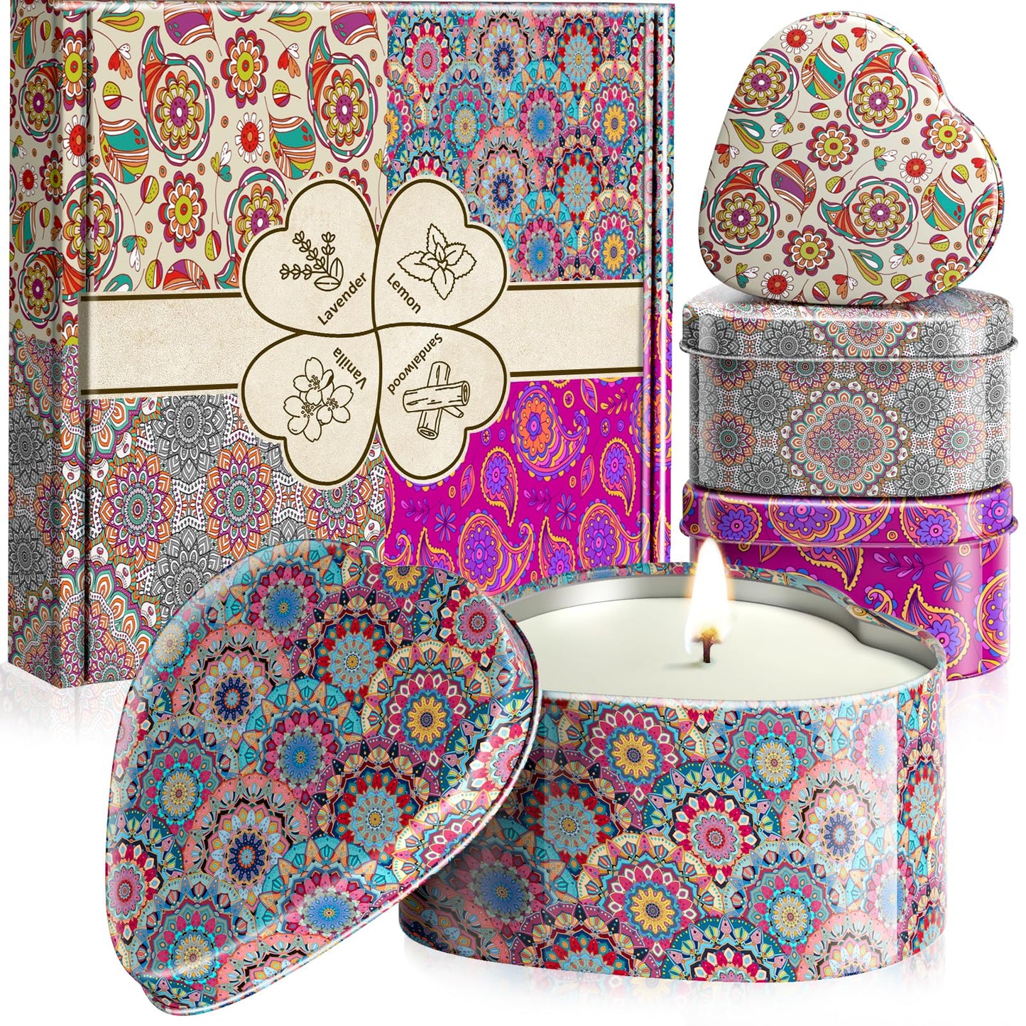 WarmEmbrace 4-Pack Scented Candles – Soy, 4 Scents, Gift Set