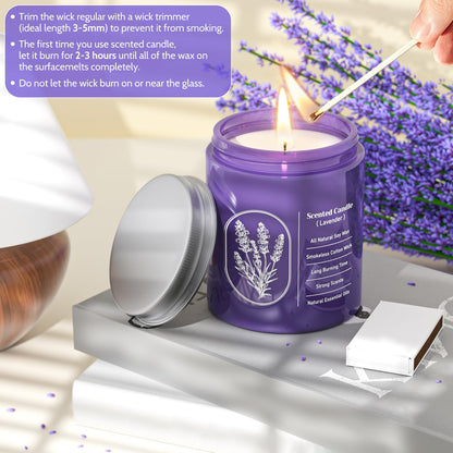 WarmEmbrace Lavender Candles - 4 Pack, 160-Hour Long-Lasting Purple Jars