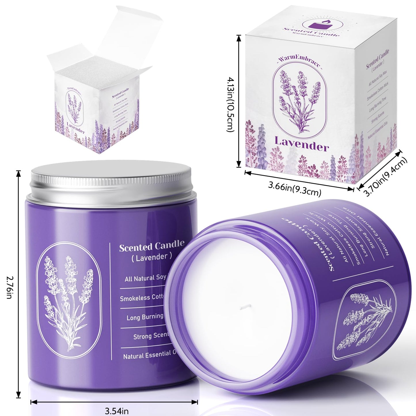 WarmEmbrace Lavender Scented Soy Candle – 7.5 oz, Long-Lasting Home Fragrance, Gifts for Mom & Girlfriend