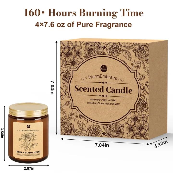 WarmEmbrace Lavender Candles – 4-Pack, Soy Wax, 7.6 oz Jars, 160h Burn Time