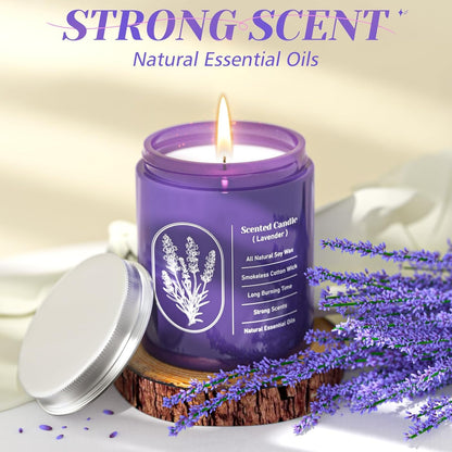 WarmEmbrace Lavender Jar Candles – 7.6 oz, Natural Soy, 2 Pack, 80+ Hours