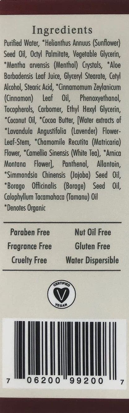 Warming Lotion (8oz Tube) – Organic Cinnamon & Menthol, Water Dispersible, Nut Oil Free | Sacred Earth Botanicals