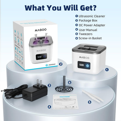 Ultrasonic Retainer Cleaner Machine 45kHz UV • 200ML • All-in-One Dental & Jewelry Cleaner