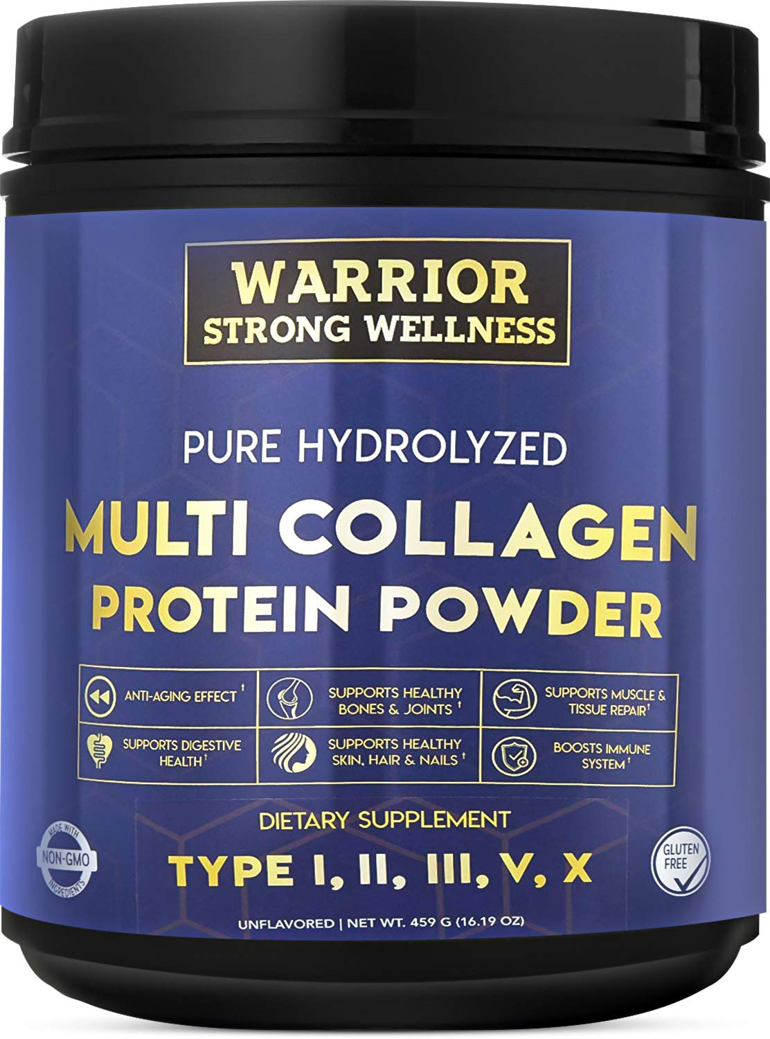 Warrior Strong Wellness Multi Collagen Powder - Unflavored Hydrolyzed Collagen