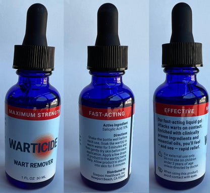 Warticide Liquid Wart Remover – 10% Salicylic Acid, Tea Tree & Cedar Leaf – Genital & Plantar Wart Treatment (USA Made) – 3-Pack