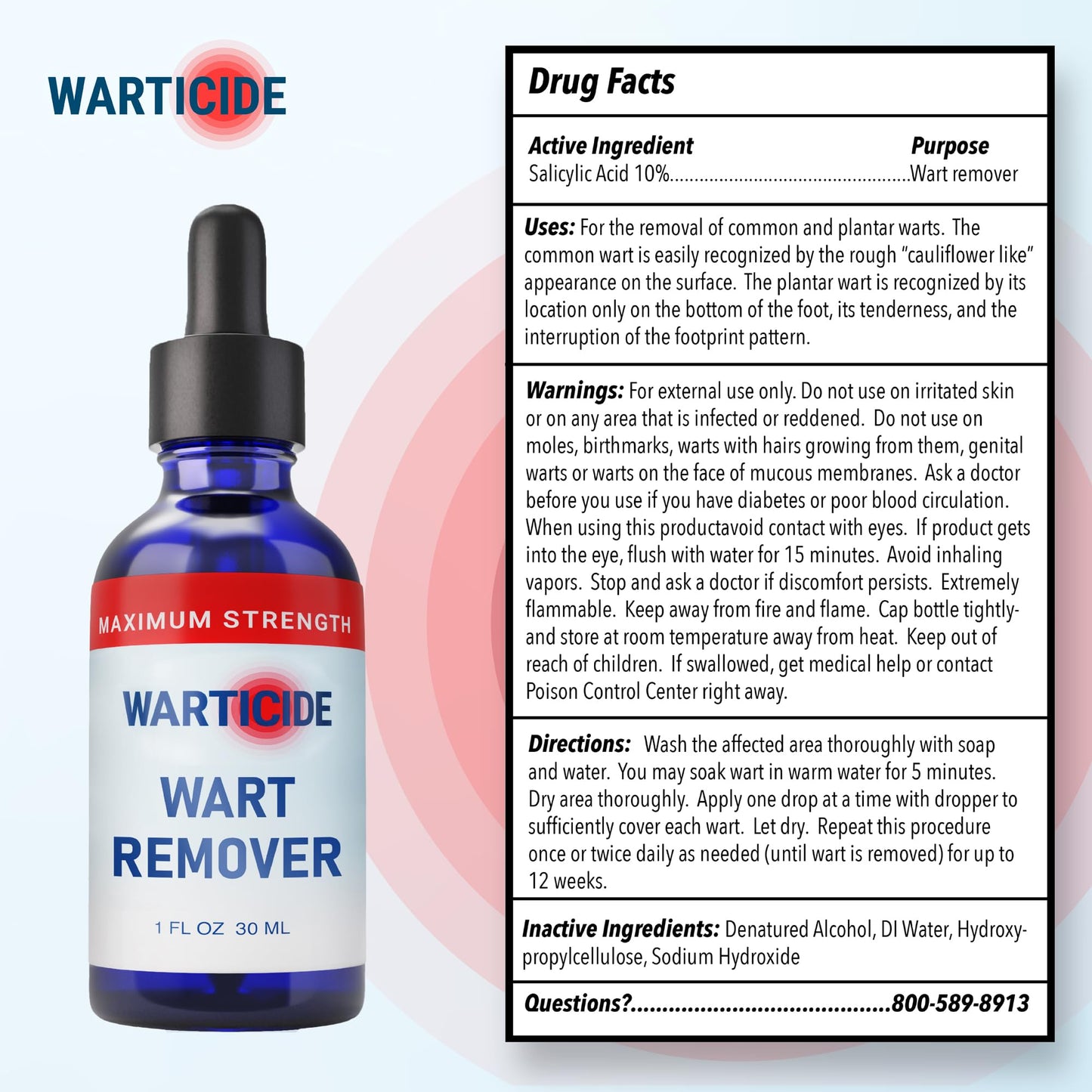 Warticide Liquid Wart Remover – 10% Salicylic Acid, Tea Tree & Cedar Leaf – Genital & Plantar Wart Treatment (USA Made) – 3-Pack