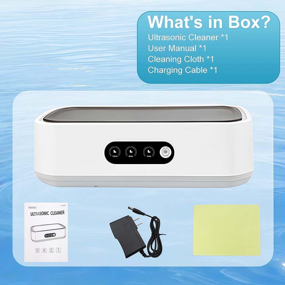 Ultrasonic Cleaner 50KHz, 650ml - Stainless Steel for Dentures, Glasses, Jewelry