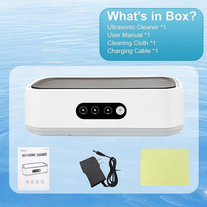 Ultrasonic Cleaner 50KHz, 650ml - Stainless Steel for Dentures, Glasses, Jewelry